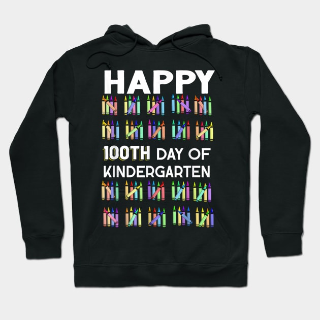 Crayons Happy 100 Days Of Kindergarten For Teacher Student Hoodie by cyberpunk art